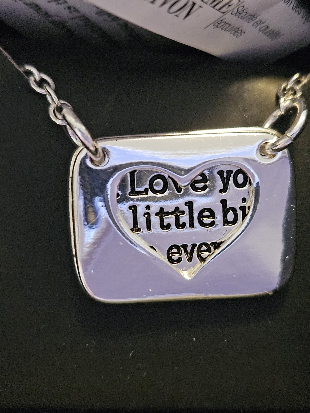 Avon Silver Heart Hidden Message Pendant Necklace - 'Love You'